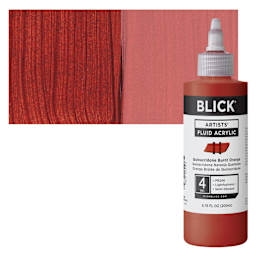 Blick Artists’ Fluid Acrylic - Quinacridone Burnt Orange, 200 ml bottle and swatch