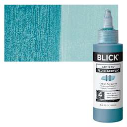 Blick Artists’ Fluid Acrylic - Cobalt Turquoise, 100 ml and swatch