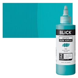 Blick Artists’ Fluid Acrylic - Teal, 200 ml bottle and swatch