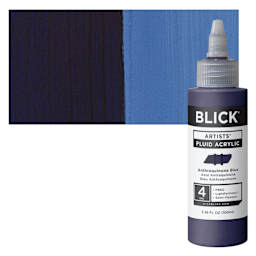 Blick Artists’ Fluid Acrylic - Anthraquinone Blue, 100 ml bottle and swatch