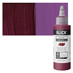 Blick Artists’ Fluid Acrylic - Quinacridone Violet, 100 ml bottle and swatch