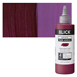 Blick Artists’ Fluid Acrylic - Quinacridone Violet, 200 ml bottle and swatch