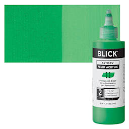Blick Artists’ Fluid Acrylic - Permanent Green, 200 ml bottle and swatch
