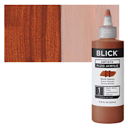 Blick Artists’ Fluid Acrylic - Burnt Sienna, 200 ml bottle and swatch