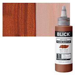 Blick Artists’ Fluid Acrylic - Burnt Sienna, 100 ml, Bottle and Swatch