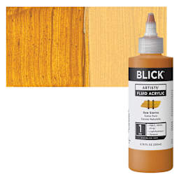 Blick Artists’ Fluid Acrylic - Raw Sienna, 200 ml bottle and swatch