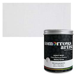Tomorrow's Artist Eco-Friendly Heavy Body Acrylic Paint - Mountain White, 100 ml jar and swatch