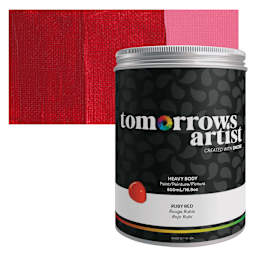 Tomorrow's Artist Eco-Friendly Heavy Body Acrylic Paint - Ruby Red, 500 ml jar and swatch