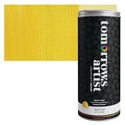 Tomorrow's Artist Eco-Friendly Heavy Body Acrylic Paint - Cress Yellow, 1 L jar and swatch