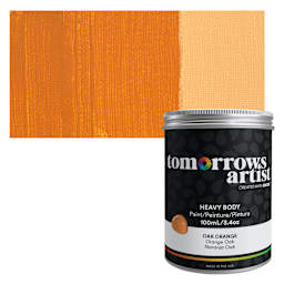 Tomorrow's Artist Eco-Friendly Heavy Body Acrylic Paint - Oak Orange, 100 ml jar and swatch