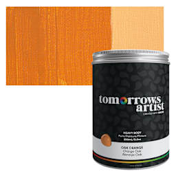 Tomorrow's Artist Eco-Friendly Heavy Body Acrylic Paint - Oak Orange, 250 ml jar and swatch