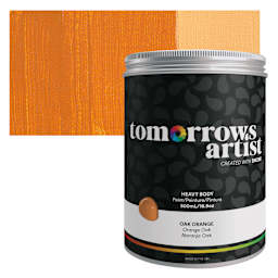 Tomorrow's Artist Eco-Friendly Heavy Body Acrylic Paint - Oak Orange, 500 ml jar and swatch