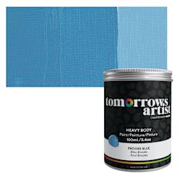Tomorrow's Artist Eco-Friendly Heavy Body Acrylic Paint - Brooks Blue, 100 ml jar and swatch