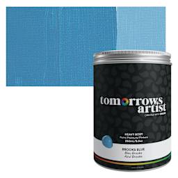 Tomorrow's Artist Eco-Friendly Heavy Body Acrylic Paint - Brooks Blue, 250 ml jar and swatch