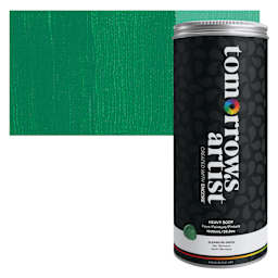 Tomorrow's Artist Eco-Friendly Heavy Body Acrylic Paint - Glennerye Green, 1 L jar and swatch