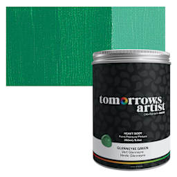 Tomorrow's Artist Eco-Friendly Heavy Body Acrylic Paint - Glennerye Green, 250 ml jar and swatch