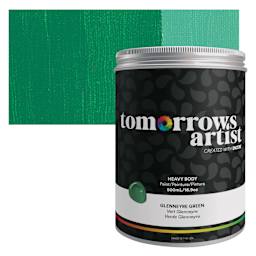 Tomorrow's Artist Eco-Friendly Heavy Body Acrylic Paint - Glennerye Green, 500 ml jar and swatch