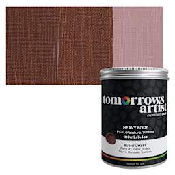 Tomorrow's Artist Eco-Friendly Heavy Body Acrylic Paint - Burnt Umber, 100 ml jar and swatch