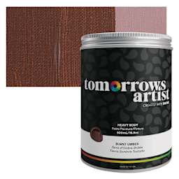 Tomorrow's Artist Eco-Friendly Heavy Body Acrylic Paint - Burnt Umber, 500 ml jar and swatch