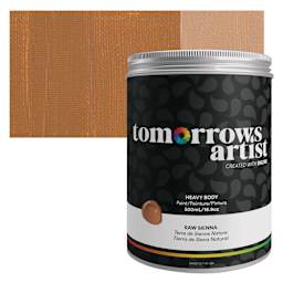 Tomorrow's Artist Eco-Friendly Heavy Body Acrylic Paint - Raw Sienna, 500 ml jar and swatch