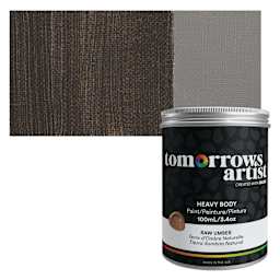 Tomorrow's Artist Eco-Friendly Heavy Body Acrylic Paint - Raw Umber, 100 ml jar and swatch
