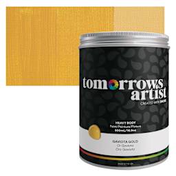 Tomorrow's Artist Eco-Friendly Heavy Body Acrylic Paint - Gaviota Gold, 500 ml jar and swatch