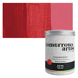 Tomorrow's Artist Eco-Friendly Standard Body Acrylic Paint - Ruby Red, 100 ml jar and swatch