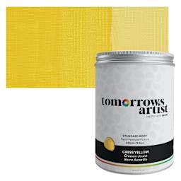 Tomorrow's Artist Eco-Friendly Standard Body Acrylic Paint - Cress Yellow, 250 ml jar and swatch