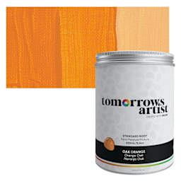 Tomorrow's Artist Eco-Friendly Standard Body Acrylic Paint - Oak Orange, 250 ml jar and swatch
