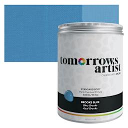 Tomorrow's Artist Eco-Friendly Standard Body Acrylic Paint - Brooks Blue, 500 ml jar and swatch