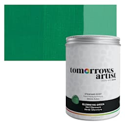 Tomorrow's Artist Eco-Friendly Standard Body Acrylic Paint - Glennerye Green, 250 ml jar and swatch