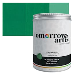 Tomorrow's Artist Eco-Friendly Standard Body Acrylic Paint - Glennerye Green, 500 ml jar and swatch