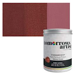 Tomorrow's Artist Eco-Friendly Standard Body Acrylic Paint - Burnt Sienna, 100 ml jar and swatch