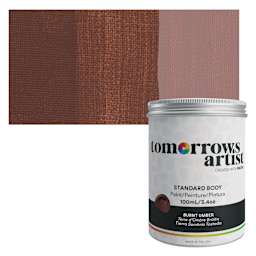 Tomorrow's Artist Eco-Friendly Standard Body Acrylic Paint - Burnt Umber, 100 ml jar and swatch