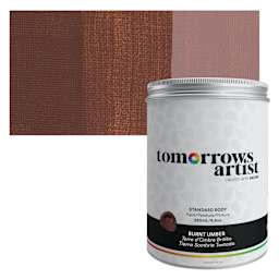 Tomorrow's Artist Eco-Friendly Standard Body Acrylic Paint - Burnt Umber, 250 ml jar and swatch