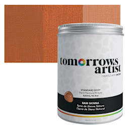 Tomorrow's Artist Eco-Friendly Standard Body Acrylic Paint - Raw Sienna, 500 ml jar and swatch