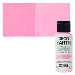 DecoArt DecoEarth Premium Reclaimed Acrylic Paint - Carnation Pink, 2 oz bottle with swatch