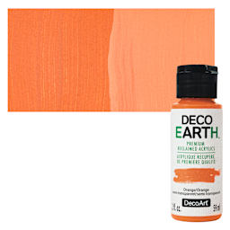 DecoArt DecoEarth Premium Reclaimed Acrylic Paint - Orange, 2 oz bottle with swatch