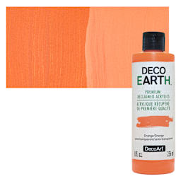 DecoArt DecoEarth Premium Reclaimed Acrylic Paint - Orange, 8 oz bottle with swatch