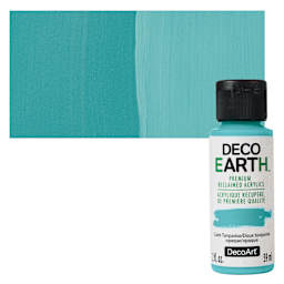 DecoArt DecoEarth Premium Reclaimed Acrylic Paint - Calm Turquoise, 2 oz bottle with swatch