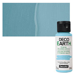 DecoArt DecoEarth Premium Reclaimed Acrylic Paint - Coastal Blue, 2 oz bottle with swatch