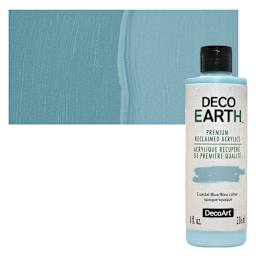 DecoArt DecoEarth Premium Reclaimed Acrylic Paint - Coastal Blue, 8 oz bottle with swatch