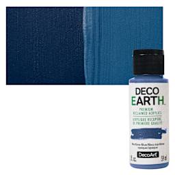 DecoArt DecoEarth Premium Reclaimed Acrylic Paint - Maritime Blue, 2 oz bottle with swatch