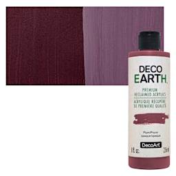 DecoArt DecoEarth Premium Reclaimed Acrylic Paint - Plum, 8 oz bottle with swatch