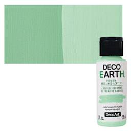 DecoArt DecoEarth Premium Reclaimed Acrylic Paint - Jade Green, 2 oz bottle with swatch