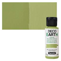 DecoArt DecoEarth Premium Reclaimed Acrylic Paint - Moss Green, 2 oz bottle with swatch