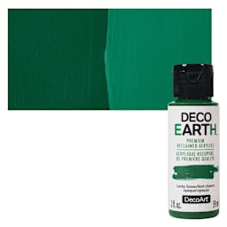 DecoArt DecoEarth Premium Reclaimed Acrylic Paint - Lucky Green, 2 oz bottle with swatch