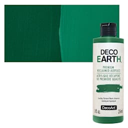 DecoArt DecoEarth Premium Reclaimed Acrylic Paint - Lucky Green, 8 oz bottle with swatch