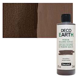 DecoArt DecoEarth Premium Reclaimed Acrylic Paint - Brown, 8 oz bottle with swatch