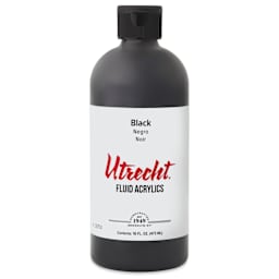 Utrecht Fluid Acrylic - Intense Black, 16 oz